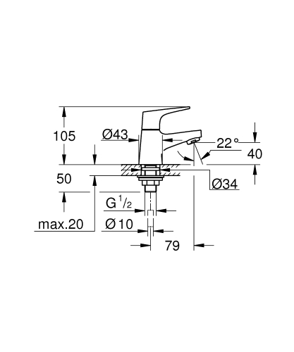 Grohe BauFlow hideg vizes mosdó csaptelep XS-méret 20575000