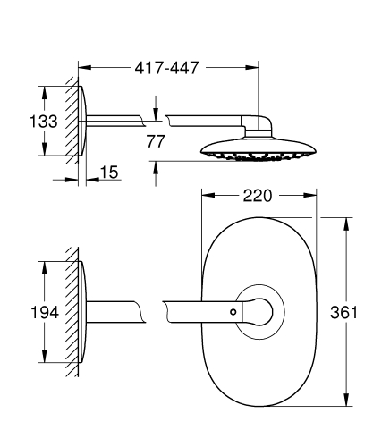 Grohe Rainshower 360 Mono fejzuhany zuhanykarral 26450 000 (26450000)