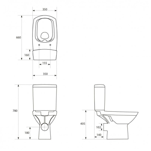 Cersanit CARINA NEW CLEAN ON PEREM NÉLKÜLI monoblokkos wc, lassú záródású ülőkével K31-044