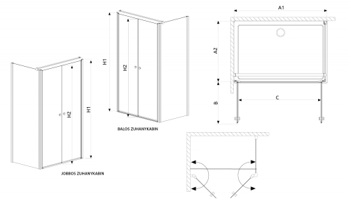 Radaway Eos II S1 75 J oldalfal  (3799409-01R)