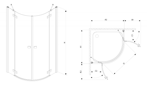 Radaway Almatea PDD 80 íves zuhanykabin (30512-01-01N)