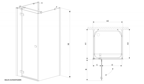 Radaway Almatea KDJ+S 90×80 B×90 zuhanykabin (31555-01-01L1)