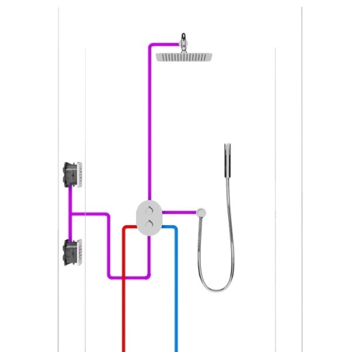 Ravak Chrome háromutas termosztátos, falba süllyesztett csaptelep R-box Multihoz (CR 067.00) X070075