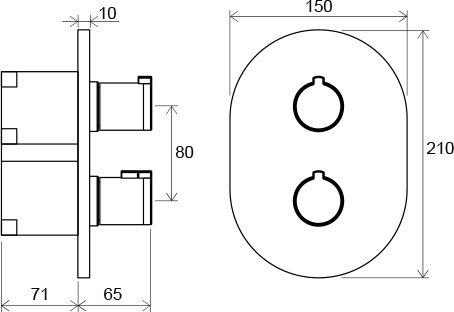 Ravak Chrome háromutas termosztátos, falba süllyesztett csaptelep R-box Multihoz (CR 067.00) X070075