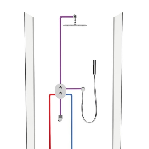 Ravak Chrome háromutas termosztátos, falba süllyesztett csaptelep R-box Multihoz (CR 067.00) X070075