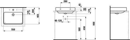 Laufen Pro S 55x46,5 cm mosdó, csiszolt alj H8169620001041