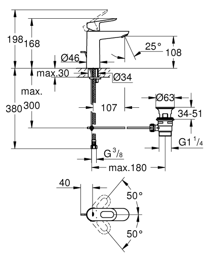 Grohe BauLoop egykaros mosdó csaptelep M-méret 23762000