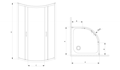 Radaway Premium Plus A1900 A100 íves zuhanykabin (30423-01-01N)