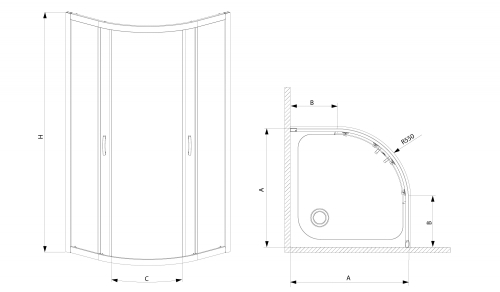 Radaway Premium Plus A1700 A900x900/170 íves zuhanykabin (30401-01-01N)