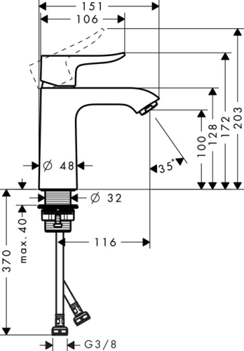 Hansgrohe Metris egykaros mosdócsaptelep 110 lefolyógarnitúra nélkül 31084000