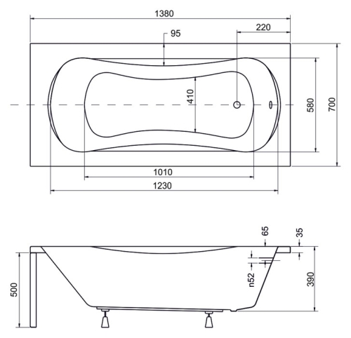 Besco Aria 140x70 egyenes kád