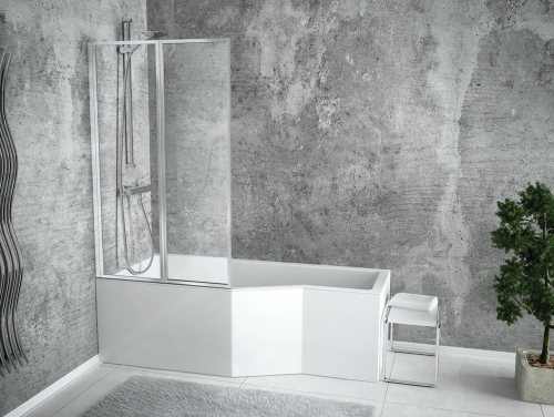 Besco INTEGRA 170x75 cm balos aszimmetrikus kád, fehér WAI-170-PL