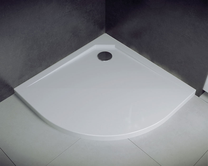 Besco Asco 90x90 cm-es negyedköríves, öntött márvány zuhanytálca