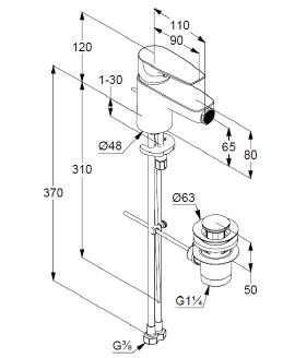 Kludi PURE&SOLID bidé csaptelep leeresztő szeleppel 342160575