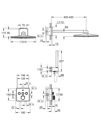 Grohe Grohtherm Smartcontrol Falsík alatti termosztástos zuhanyrendszer 34706000