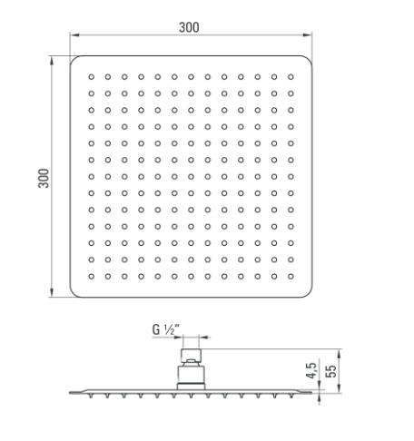 Deante Floks 30x30 cm szögletes zuhanyfej NAC 009K