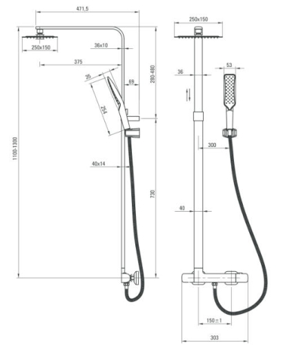 Deante Abelia termosztátos zuhanyrendszer NAC 017T