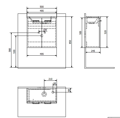 AQUALINE ZOJA Mosdótartó szekrény 49x50x23,5 cm, platina tölgy, két ajtós (51047DP)