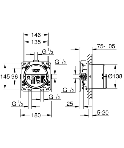 GROHE Grohtherm SmartControl termosztátos színkészlet beépítőtesttel SZP-GR10 (29119000, 35600000)