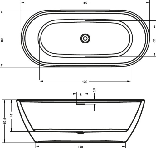 Riho Inspire 180x80 cm szabadonálló kád (BD02) B085001005