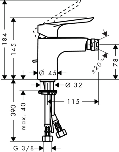 Hansgrohe Logis E egykaros bidécsaptelep 70 automata lefolyó-garnitúrával 71232000