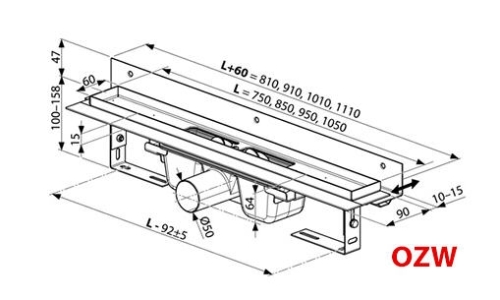 Ravak OZW RAVAK Chrome 950 - rozsdamentes acél (falhoz) X01630