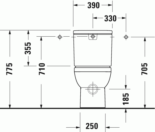 Duravit Durastyle Basic monoblokkos wc tartály oldalsó vízbekötés 6/3 L (0941000005)