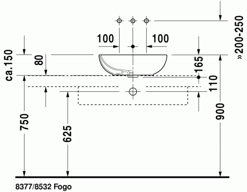 Duravit Bathroom_Foster 49,5x35 cm-es ráültethető mosdó (0335500000)