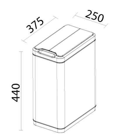 Sapho PHANTOM szemetes, 20 l, szenzoros, soft close, szálcsiszolt rozsdamentes acél (DR420)