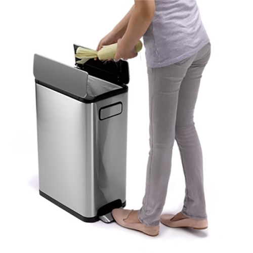 Sapho ECOFLY szemetes, 20 l, pedálos, soft close, szálcsiszolt rozsdamentes acél (DR620)