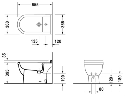 Duravit Starck 3 álló bidé WonderGliss felülettel 22341000001