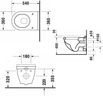 Duravit Starck 3 fali wc WonderGliss felülettel 22000900001