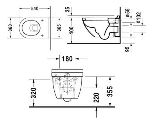 Duravit Starck 3 fali wc HygieneGlaze felülettel 2225092000