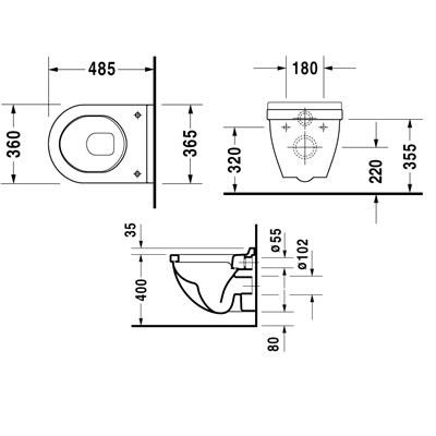 Duravit Starck 3 Compact fali wc HygieneGlaze felülettel 2202092000