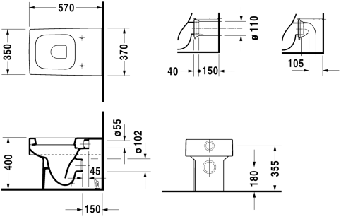 Duravit Vero álló wc WonderGliss felülettel 21170900001