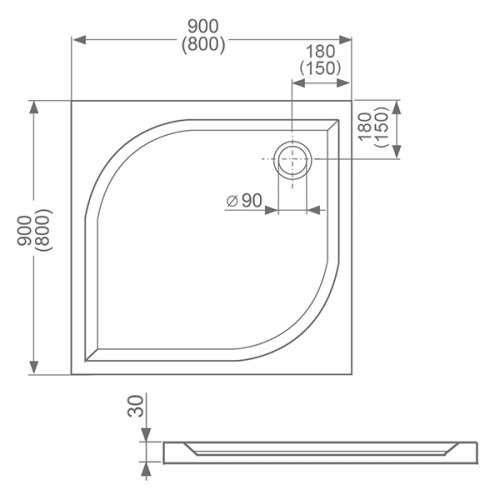 Roltechnik OBS2 80x80 cm szögletes zuhanykabin öntött márvány zuhanytálcával (brillant, transparent, 810-0000050-00-02)