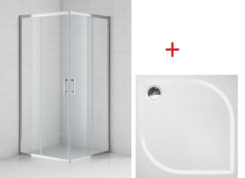 Roltechnik OBS2 90x90 cm szögletes zuhanykabin öntött márvány zuhanytálcával (brillant, transparent, 810-0000051-00-02)
