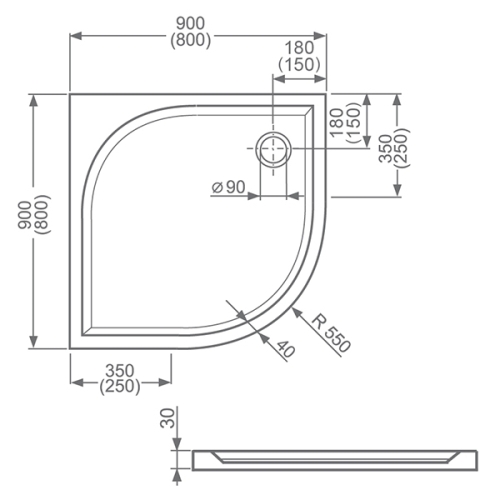 Roltechnik OBR2 80x80 cm negyedköríves zuhanykabin öntött márvány zuhanytálcával (brillant, transparent, 810-0000048-00-02)