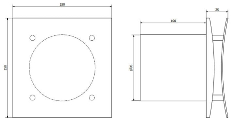 Sapho EIRA axiális ventilátor automatikus zárral, 15w, 100 mm, fehér (EI102)