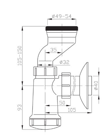 Sapho piszoár szifon, 40 mm, rozettával CV1021