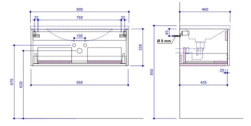 Sapho MAKALA mosdótartó szekrény 89,5x35x45,2cm, velencei tölgy (ML094)