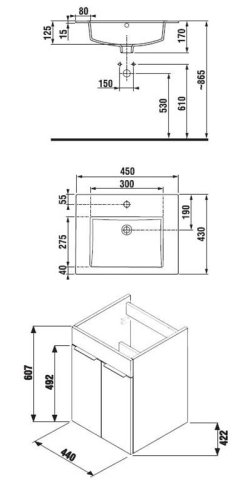 Jika Cube alsószekrény 45x43 cm-es mosdóval, fehér H4536211763001