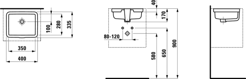 Laufen 35x28 cm-es alulról beépíthető mosdó H8124340001091