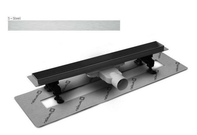 Radaway SLIM 75 cm-es rozsdamentes zuhanyfolyóka Steel ráccsal 5L075S + 5R075SS