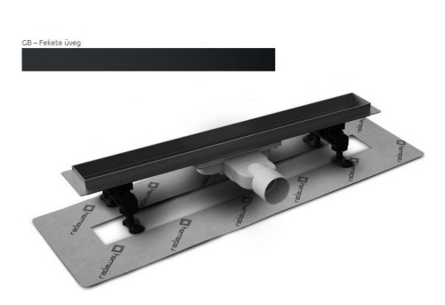 Radaway SLIM 75 cm-es rozsdamentes zuhanyfolyóka Fekete üveg ráccsal 5L075S + 5R75SGB