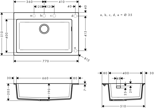 Hansgrohe S510-F660 beépített mosogató 660 kőszürke 43313290