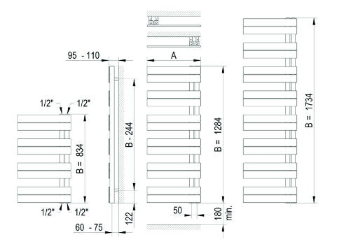 Betatherm HZ Yrsa fürdőszobai radiátor 600x1735 mm, fehér HZ 60175