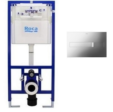 Roca Duplo falbaépített tartály fali WC részére, PL2 fényes króm nyomólappal A89009000K + A890096001