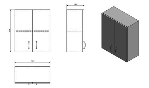 Sapho AQUALINE SIMPLEX ECO felső szekrény, 50x60x24cm, matt fehér SIME530