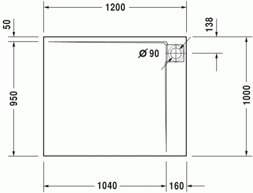 Duravit P3 120x100 cm-es zuhanytálca 720177000000000